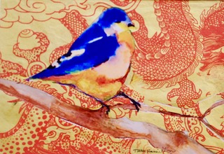 Tara Hamilton Painted Bird Collage on paper